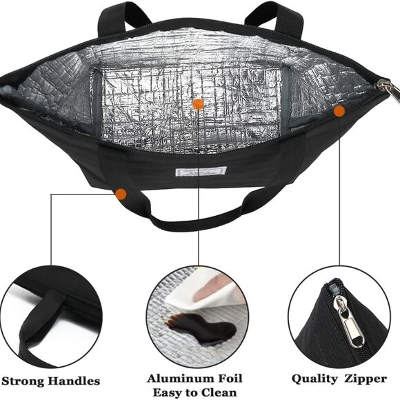 Lunch Bag Reusable Insulated Cooler Water Resistant Lunch Box Adult Tote Lunch B - Picture 4 of 5